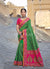Green And Pink Traditional Embroidered Banarasi Silk Saree