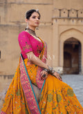 Buy Yellow And Pink Banarasi Silk Saree