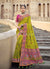 Lime Green And Pink Traditional Embroidered Banarasi Silk Saree