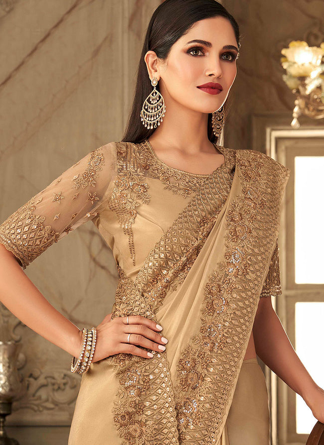 Mustard Color Miss India Silk Saree Designer Party Wear Sarees Online  ACU6869