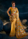 Mustard Yellow Multi Sequence Embroidered Festive Saree