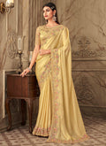 Golden Yellow Embroidered Silk Saree