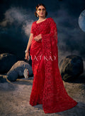 Bridal Red Sequence Embroidered Festive Saree