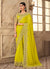 Neon Yellow Embroidered Silk Saree