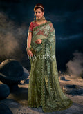 Green Sequence Embroidered Festive Saree