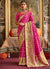 Magenta Pink Multi Embroidery Traditional Silk Saree