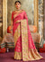 Cherry Red Multi Embroidery Traditional Silk Saree