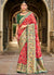Red And Green Multi Embroidery Traditional Silk Saree