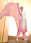 Pink Chikankari Embroidered Pant Style Suit