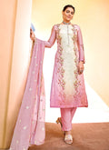 Pink Chikankari Embroidered Pant Style Suit