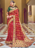 Buy Saree - Red And Green Multi Embroidery Traditional Wedding Saree