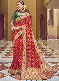 Buy Saree - Red And Green Multi Embroidery Traditional Wedding Saree