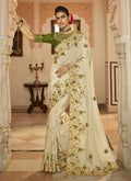 Off White Multi Embroidered Traditional Saree