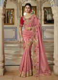 Pink Multi Embroidered Traditional Saree