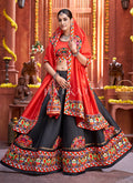 Red And Black Kutchi Embroidered Rajwadi Chaniya Choli