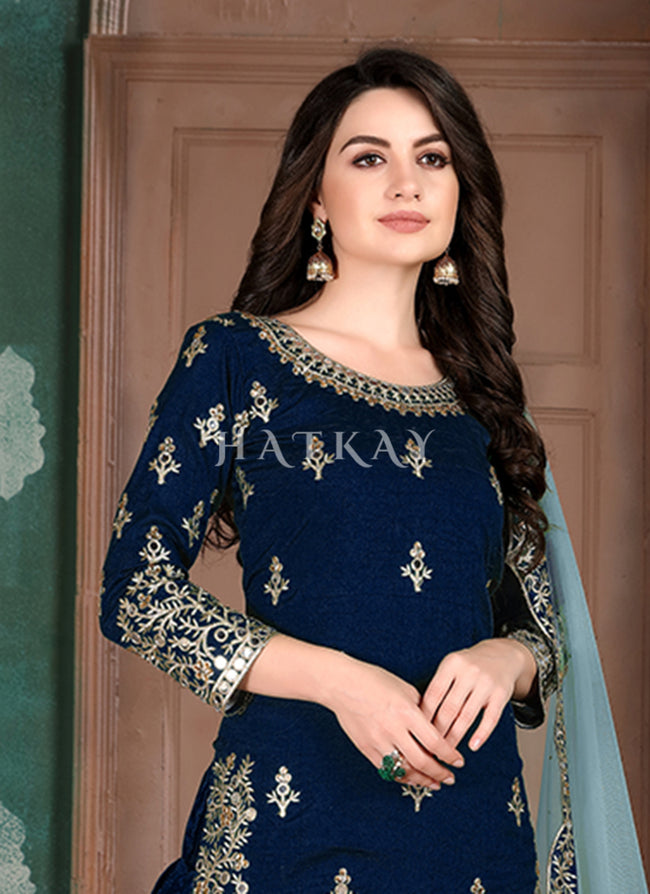 Royal blue punjabi salwar suit sale