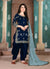 Royal Blue Mirror Work Silk Punjabi Patiala Suit