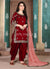 Red Mirror Work Silk Punjabi Patiala Suit