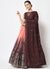 Brown Peach Ombré Sequence Embroidery Silk Lehenga Choli