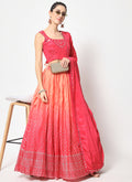 Pink Ombré Sequence Embroidery Silk Lehenga Choli