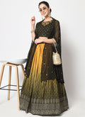 Green Yellow Ombré Sequence Embroidery Silk Lehenga Choli