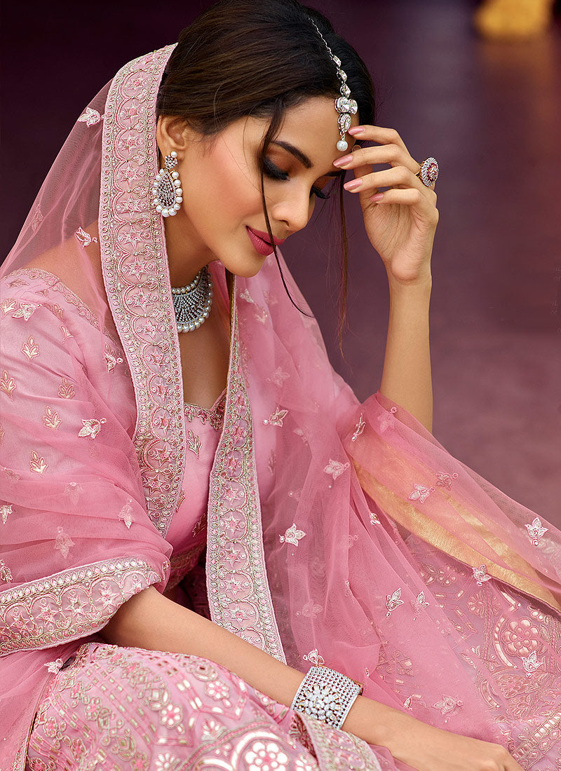 Pink Embroidered Wedding Lehenga Choli  In Germany