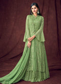 Light Green Embroidered Jacket Style Lehenga Suit