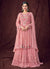 Soft Pink Embroidered Peplum Style Anarkali Lehenga Suit