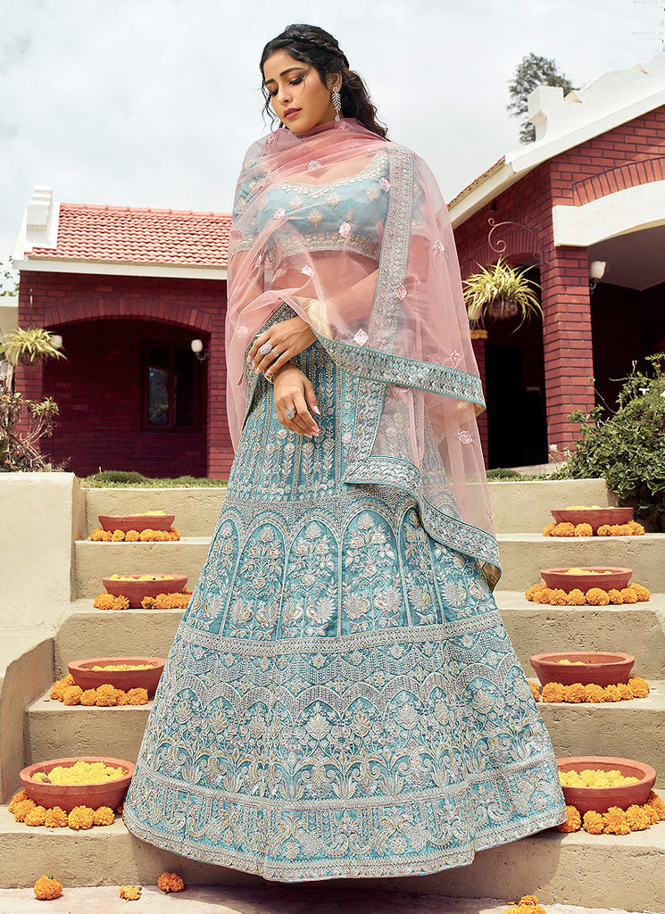 Blue Wedding Lehenga Choli In USA