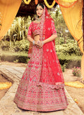 Red Zari Zarkan Embroidered Wedding Lehenga Choli