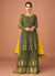 Olive Green Multi Embroidered Peplum Style Sharara Suit