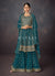 Turquoise Golden Embroidered Sharara Style Suit