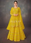 Bridal Yellow Peplum Style Anarkali Lehenga