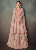 Mauve Pink Peplum Style Anarkali Lehenga