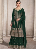 Green Sequence Embroidery Festive Anarkali Gharara