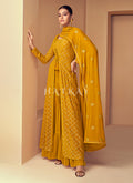 Yellow Sequence Embroidered Jacket Style Gharara Suit