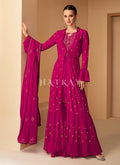 Pink Sequence Embroidered Jacket Style Gharara Suit