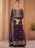 Deep Purple Georgette Embroidered Wedding Palazzo Suit