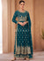 Turquoise Georgette Embroidered Wedding Palazzo Suit