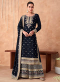 Navy Blue Multi Embroidery Traditional Palazzo Suit