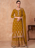 Mustard Yellow Multi Embroidery Traditional Palazzo Suit