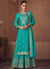 Turquoise Designer Embroidery Festive Palazzo Style Suit