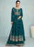Turquoise Sequence Embroidered Wedding Palazzo Suit