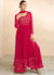 Hot Pink Sequence Embroidery High Slit Palazzo Suit