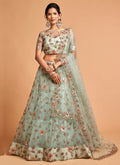 Teal Blue Sequence Embroidered Designer Lehenga Choli