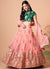 Peach And Green Multi Embroidery Wedding Lehenga Choli