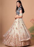 Off White Multi Embroidery Wedding Lehenga Choli