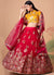 Cherry Red Multi Embroidery Wedding Lehenga Choli