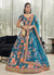 Turquoise Digital print Embroidery Silk Lehenga Choli