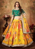 Yellow And Green Designer Lehenga Choli